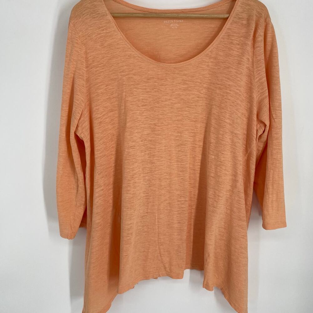 Eileen Fisher Top Women’s XL Peach Quiet Luxury Classic Old Money 3/4 Sleeve